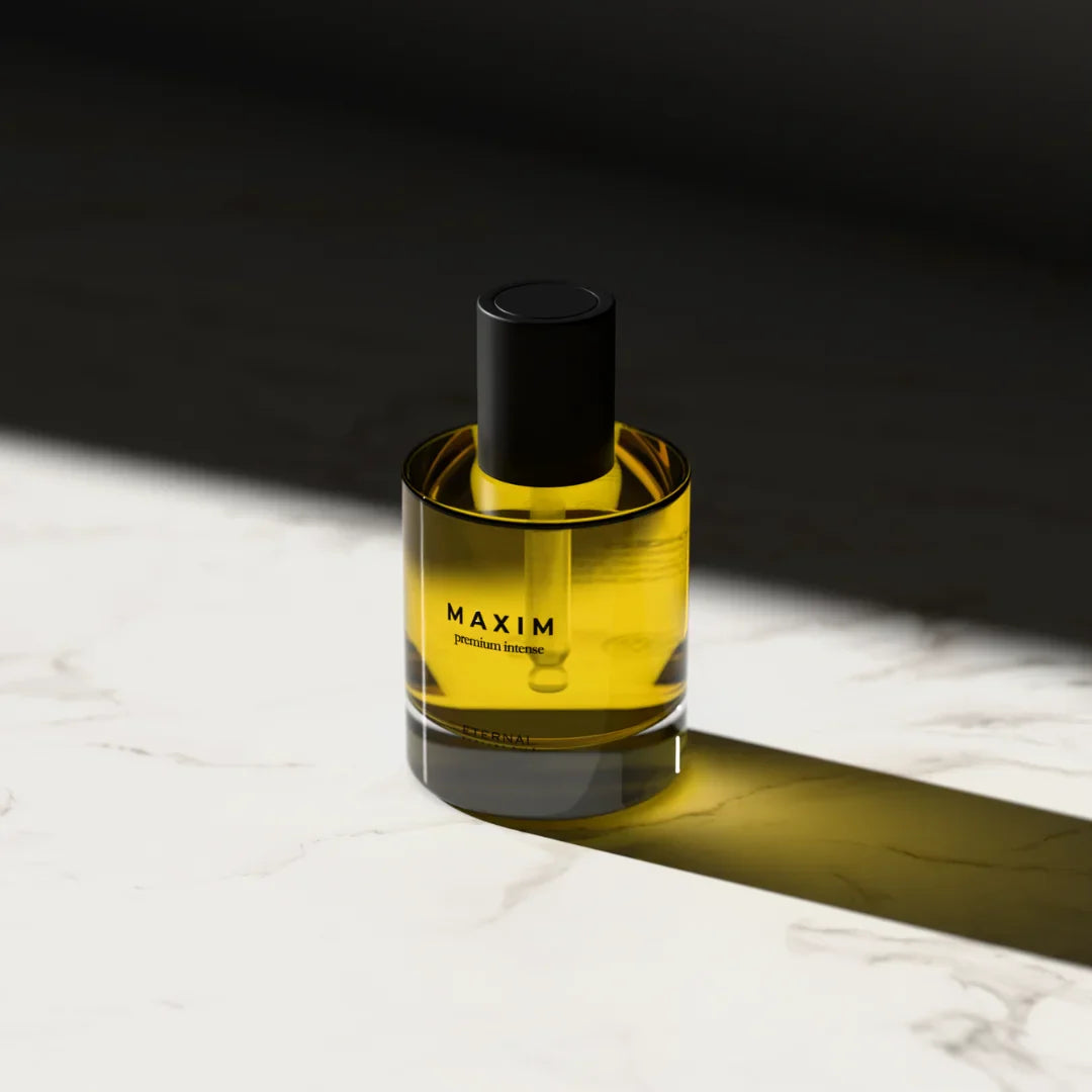 Maxim Premium Intense perfume bottle with dropper