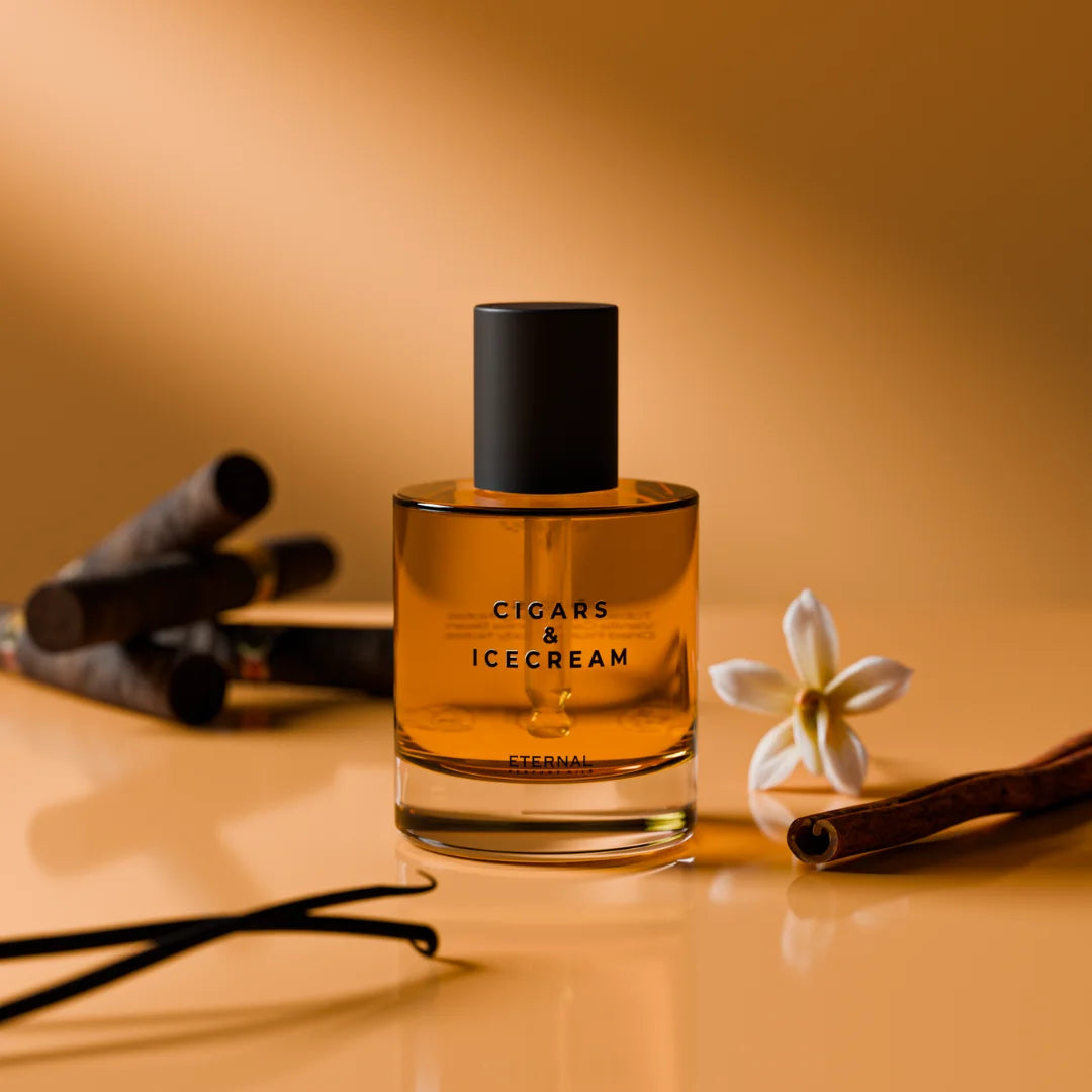 Cigars & Icecream perfume oil bottle with a dropper