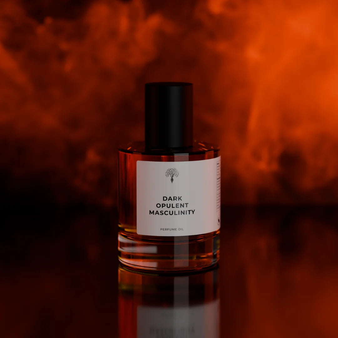 Dark Opulent Masculinity perfume oil bottle with a dropper