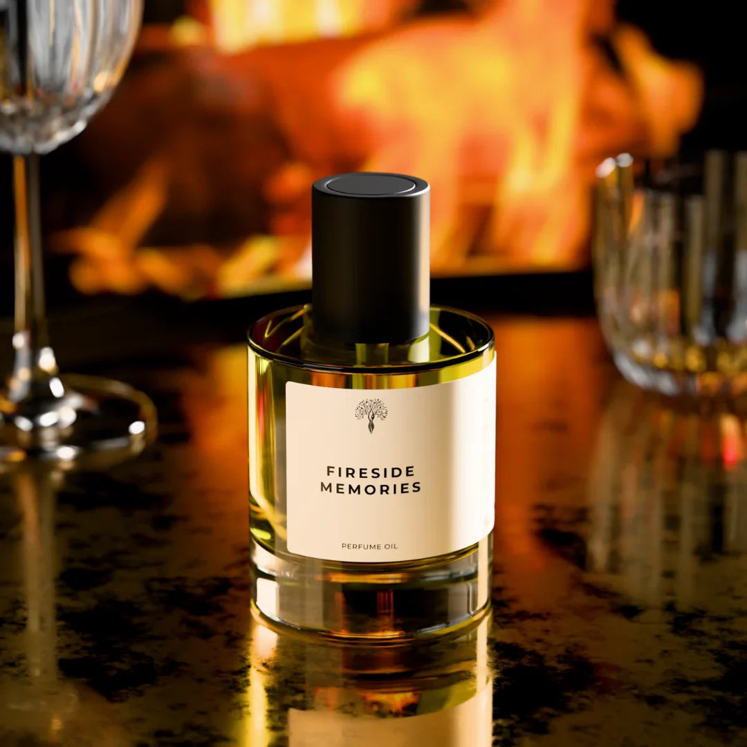 Fireside Memories perfume oil bottle with a dropper
